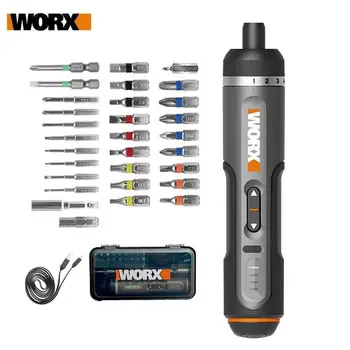 Набор мини-электрических отверток Worx 4V WX242 Smart Беспроводная Электрическая Отвертка с USB-перезаряжаемой ручкой, Набор сверл на 30 бит