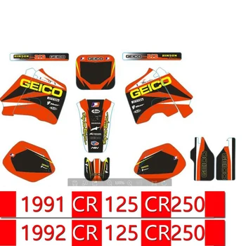 Набор наклеек и отличительных знаков CR125 CR250 для HONDA CR125 CR250 1991 1992 MOTO Dirt Pit Bike Parts GEICO STYLE