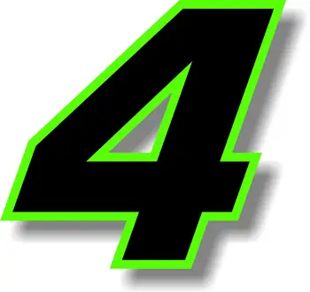 Наклейка на автомобиль, Виниловая наклейка, графический Черный Гоночный номер с зеленой каймой, наклейка с номером мотоцикла 5см * 5см