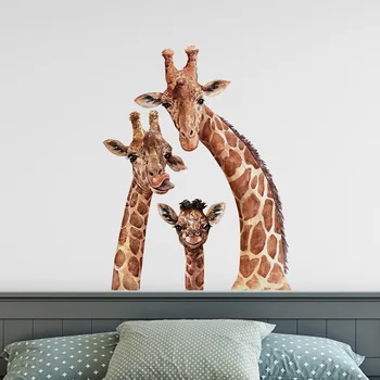 Наклейки на стены в виде семьи с Милым Жирафом Наклейка для декора стен Детской спальни гостиной Съемные Наклейки на стены с животными из ПВХ Художественное Оформление