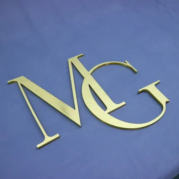 Настенные буквы с изготовленным на заказ металлическим логотипом и буквенным знаком Золотые металлические буквы