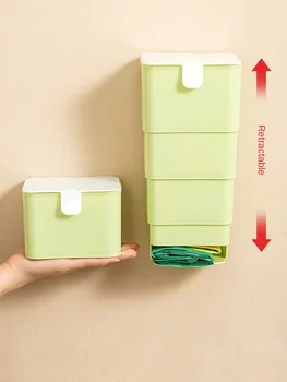 Настенный выдвижной ящик для хранения в пластиковой упаковке на кухне, мешок для мусора, складной, без перфорации, японский.