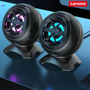 Настольный маленький динамик Lenovo с низким акцентом, красочный дышащий светильник, портативные динамики USB-сабвуфера с ярким свечением.