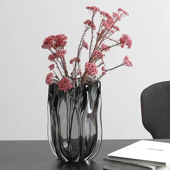 Настольный Минималистичный Черный горшок для растений, Прозрачная Эстетичная Стеклянная ваза для цветов в гостиной, террариум Florero Home Decor