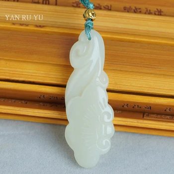 Настоящий натуральный Хотанский Нефрит RUYI Кулон Мужчина Женщина Ожерелье Ювелирные изделия в китайском стиле Цепочка для свитера