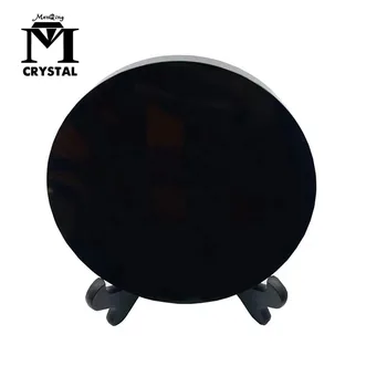 натуральный черный камень обсидиан, круглый диск, круглая пластина, зеркало фэншуй для домашнего и офисного декора, исцеляющий кристалл рейки, камень