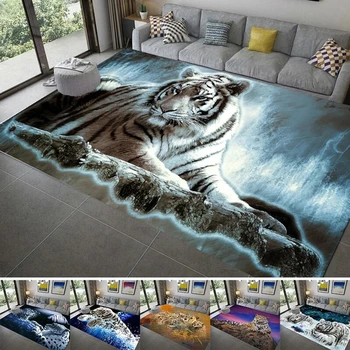 Нескользящие коврики с изображением тигра и Льва, Мягкая 3D-печать, креативная дверь, большой коврик для ванной, коврик для гостиной, спальни, входа, Прямая поставка