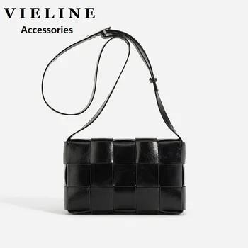 Новая женская сумка VIELINE, тканая квадратная сумка-коробка, сумка-мессенджер, сумка через плечо из натуральной кожи в винтажном стиле, сумка через плечо из натуральной кожи.