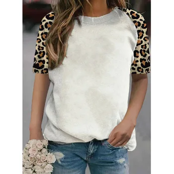 Новая женская футболка с леопардовым принтом, графические футболки оверсайз