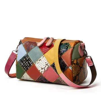 Новая кожаная женская сумка для автомобильного шитья контрастного цвета, женская кожаная сумка-мессенджер на одно плечо