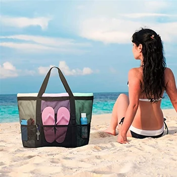 Новая портативная игрушка большой емкости, пляжная сумка на одно плечо, сетчатая сумка для ванны, 9 сумок, дорожная пляжная сумка, сумка для хранения, многофункциональная сумка