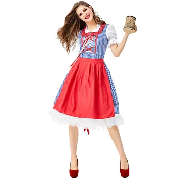 Новая Традиционная немецкая одежда для Октоберфеста, Красный Фартук, Бар, Вечеринка, Пивной фестиваль, Шоу пивных девушек, представление на Хэллоуин