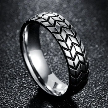 Новое кольцо из сплава с трехмерной резьбой в виде шины, модные аксессуары для мужской и женской пары