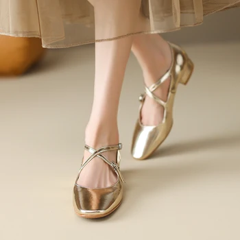 новые винтажные туфли Mary Jane из плотной кожи 2023 года выпуска