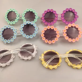 Новые детские солнцезащитные очки, детские круглые солнцезащитные очки в цветочек Для девочек и мальчиков, детские спортивные очки, солнцезащитные очки для улицы Glasse