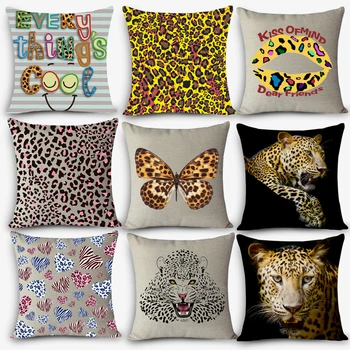 Новые леопардовые узоры, напечатанные на уютной диванной подушке, декоративные подушки для дома 45x45 см, выбранная мультяшная наволочка, подушка для постельного белья MYJH3