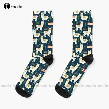 Новые носки с милым рисунком альпаки, рабочие носки для мужчин, персонализированные носки для взрослых унисекс на заказ, популярные подарки