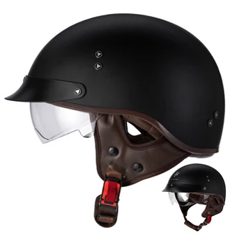 Новый Ретро мотоциклетный шлем Four Seasons, шлем с половиной лица, Мотоциклетный шлем для езды на скутере, Мужские шлемы с половиной