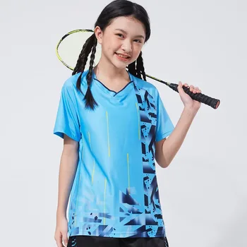 Новый стиль детских рубашек для бадминтона и тенниса, изготовленная на заказ быстросохнущая летняя форма для пинг-понга, волейбола и настольного тенниса с коротким рукавом