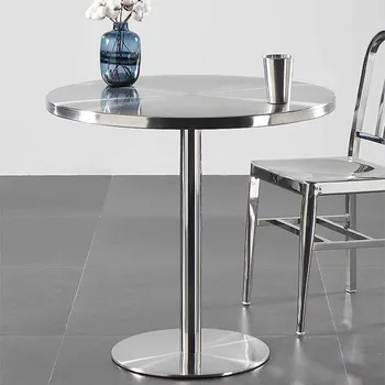 Обеденный стол с металлическими ножками в скандинавском стиле, Круглые Маленькие Современные Столики для прихожей из нержавеющей Стали, Передвижной ресторан Mesa Comedor Мебель для дома