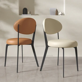 Обеденный стул из искусственной кожи Nordic для домашней мебели Ресторанный удобный обеденный стул Креативный бытовой обеденный стул