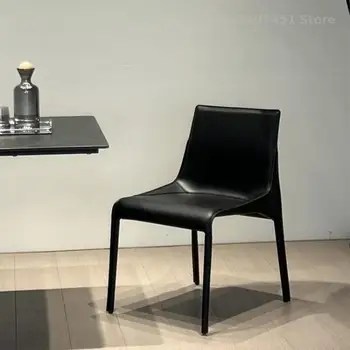 Обеденный стул из натуральной кожи с седлом, Легкий Роскошный Современный Простой Домашний ресторан, Маленький семейный Дизайнерский стул для комнаты