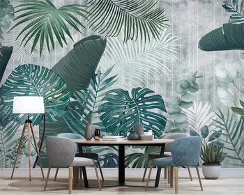 Обои beibehang papel de parede Nordic с ручной росписью листьев тропических растений, современный минималистичный фон для телевизора, настенная роспись.