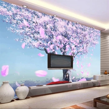 Обои beibehang на заказ 3d Фреска Современное тиснение Романтическое вишневое дерево 3D ТВ фон Обои Фреска Декоративные Картины