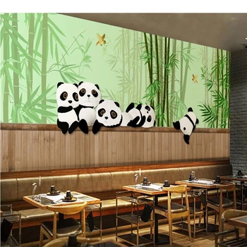обои beibehang обои на заказ современная минималистичная ручная роспись панда бамбуковое украшение картина фон стены