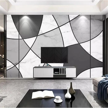 обои wellyu на заказ Оригинальные современные минималистичные черно-белые линии мраморная текстура фон стены papel de parede papie