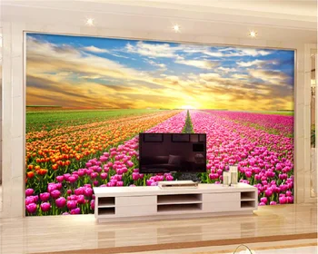 Обои на заказ фантазийный цветок морское цветочное поле гостиная диван фон украшение стен живопись декорации фотообои behang