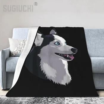 Одеяло для собак Siberian Husky Huskies Фланелевое Многофункциональное Чехол для дивана для кемпинга на открытом воздухе Single Согревает