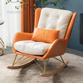 Однолегкое Роскошное кресло-качалка из американской ткани Стулья для гостиной Небольшой диван Современная мебель для гостиной Кресло с откидной спинкой