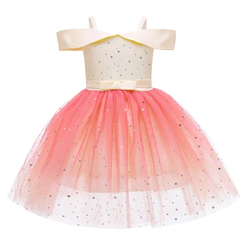 От 3 до 10 лет, платья с цветочными блестками для девочек, детская пачка, элегантное праздничное свадебное платье принцессы, одежда для Рождественского выпускного вечера, бальное платье