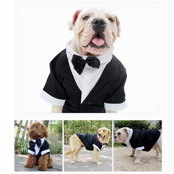 Официальная одежда для собак Свадебный костюм для домашних животных Костюм Смокинг Галстук бабочка Одежда для маленьких Средних и крупных собак Мопс Доберман Тедди Бульдог SCC03