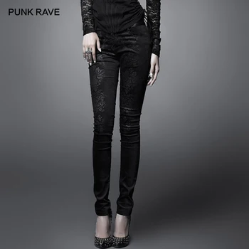Панк-рейв, готика, обтягивающие, сексуальные, винтажные, с цветочным принтом, качественные женские брюки Visual Kei, осенне-зимние длинные брюки Harajuku