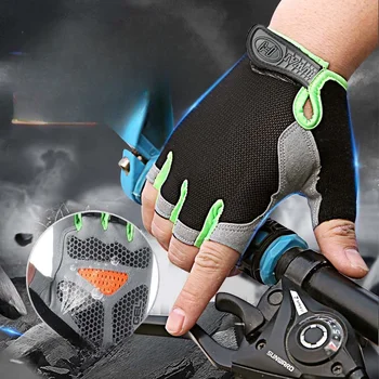 Перчатки с сеткой для бабочек на полпальца, весенние и летние перчатки для занятий спортом на открытом воздухе, солнцезащитные нескользящие дышащие велосипедные перчатки