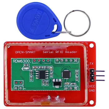 Плата модуля считывания последовательных UART RFID-карт RDM6300 125 кГц с катушкой + идентификационный ключ, совместимый с Arduino