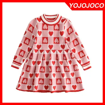 Платье-свитер для маленьких девочек, осенне-зимнее платье-свитер от 1 до 6 лет, вязаный свитер в шахматном порядке, платье принцессы для девочек, платье для девочек