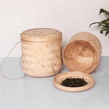 Плетеная соломенная корзина для хранения ручной работы с крышкой, органайзер для закусок из ротанга для чайных листьев cesta organizador