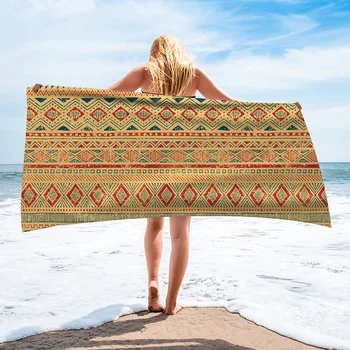 Пляжное полотенце-шарф с рисунком в богемном этническом стиле из микрофибры водонепроницаемое оптом FM506