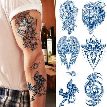 поддельная татуировка наклейка с соковыми чернилами, безопасный фруктовый гель для боди-арта, мужские временные татуировки, рукав, плечо, грудь, водонепроницаемый перенос татуировки