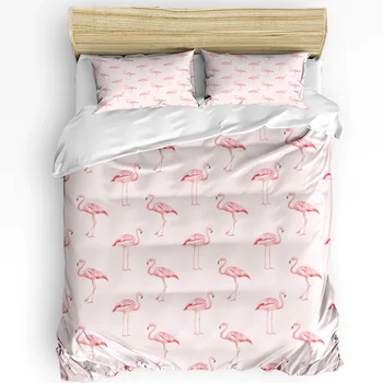Пододеяльник с розовым фламинго в скандинавском стиле, комплект постельного белья, домашний текстиль, Пододеяльник, Наволочки, Комплект постельного белья для спальни без простыни