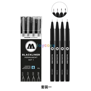 Полный набор ручек Molotow Blackliner Pen, 11 ручек, Набор из 4 ручек I, набор из 4 ручек II, Быстросохнущие, Стойкие к выцветанию чернила, Художественные принадлежности
