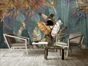 Пользовательские обои Настенная роспись из листьев тропического леса Украшение дома Фон из банановых листьев обои для гостиной Спальни 3D обои
