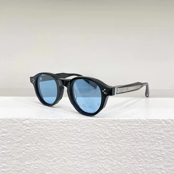 Поляризованные солнцезащитные очки в японском стиле дизайнерского бренда Classic Tortoise Oval Round Для мужчин, Ацетатные солнечные очки ручной работы 528