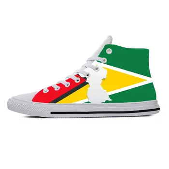 Популярный флаг Гайаны, Патриотическая гордость, Модная повседневная тканевая обувь с высоким берцем, Удобные дышащие мужские и женские кроссовки с 3D-принтом.