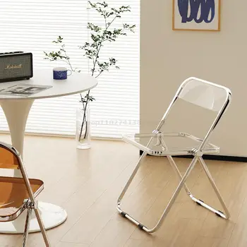 Прозрачный Складной стул Современный минималистичный Акриловый Пластиковый Хрустальный Дизайнерский стул для интерьера Дропшиппинг