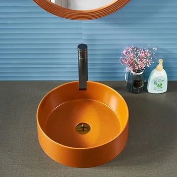 Простые круглые раковины для ванной комнаты, современный сантехнический прибор, умывальники из кварцевого камня, домашняя кухонная раковина над раковиной для умывания