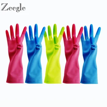 Прочная водонепроницаемая бытовая перчатка Zeegle из резинового латекса для мытья посуды, длинные перчатки для уборки, Домашняя Кухонная перчатка